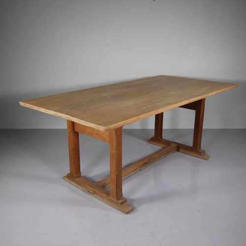 English Edwardian Antique Oak Refectory Dining Table