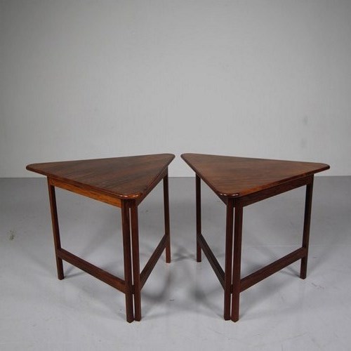 Pair Of 1950'S Rosewood Fold Away Tables By Illum Wikkelso 
