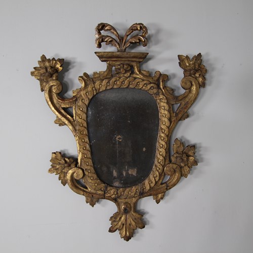 18Th Century Antique Carved Wood & Gilt Decorative Wall Mirror 