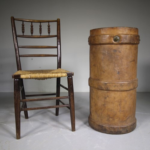 Large English Antique Leather Shell Case / Bin 