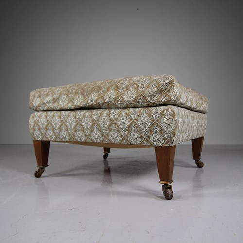 Large 19Th Century Antique Howard Type Upholstered Footstool