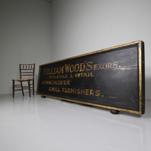 Huge Original Painted Pine Antique Ironmonger’S Trade Sign