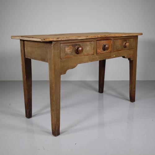 Original Painted Pine English 18Th Century Antique Serving Table