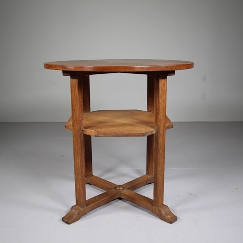Heals Antique Oak Tiered Side Table - Labelled 
