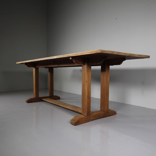 Large Heals Of London 1930'S Oak Refectory Dining Table 