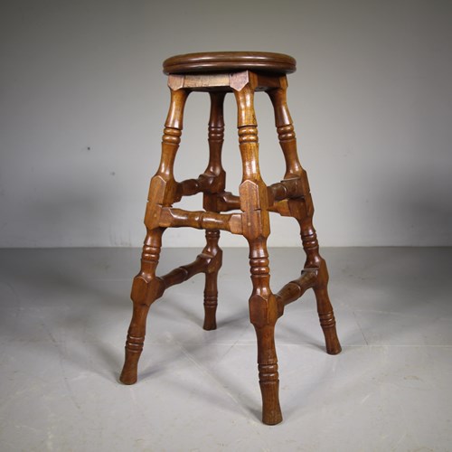English Tall 19Th Century Antique Bar Stool 