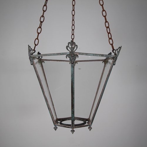 Early 19Th Century English Antique Bronze Rams Head Hanging Lantern