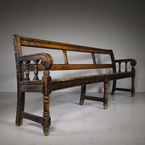 English Antique Oak Prisoner Bench From Solihull Police Station Circa 1851