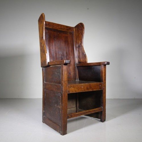 Honest English Georgian Antique Lambing Chair 