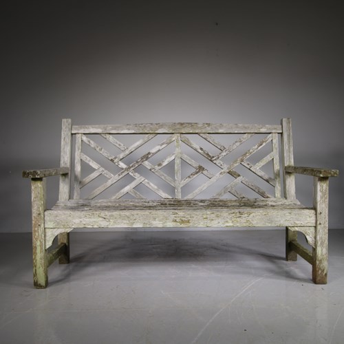 English Charles Verey Lister 80’S Teak Garden Bench Seat 