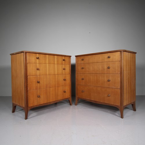 Pair Of Heals 1950'S Walnut Chest Of Drawers - Labelled