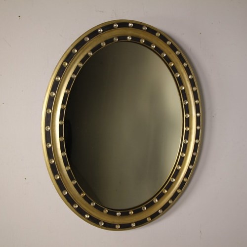 Large Irish 19Th Century Antique Oval Wall Mirror 