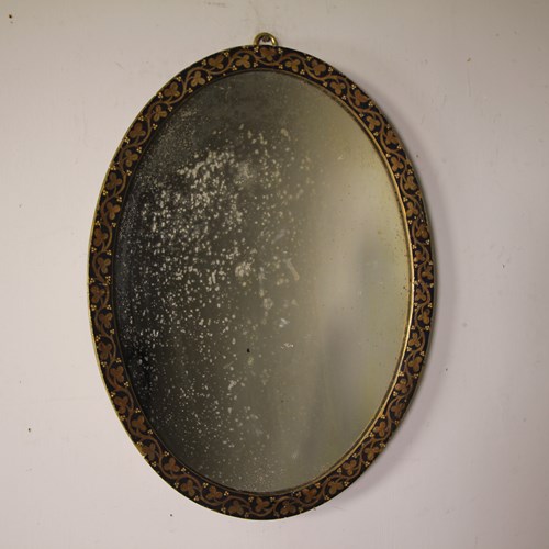 Beautiful English Antique Oval Wall Mirror – Original Paint