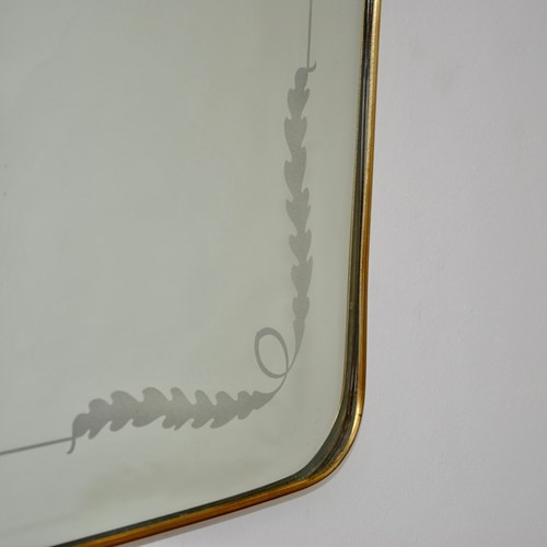 Etched Brass 1950'S Italian Mirror