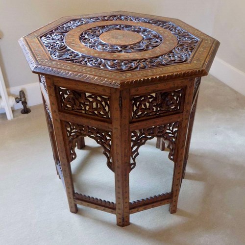 Large Anglo Indian Table With Fretwork Sides