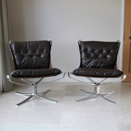 Pair of Leather Mid-Century Chairs