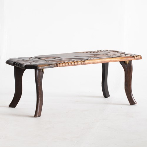 Relief Carved Elephant Coffee Table