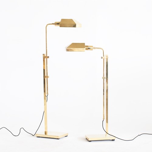 Adjustable Gilt Brass Floor Lamps