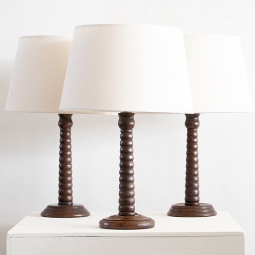 Bobbin Mahogany Table Lamps