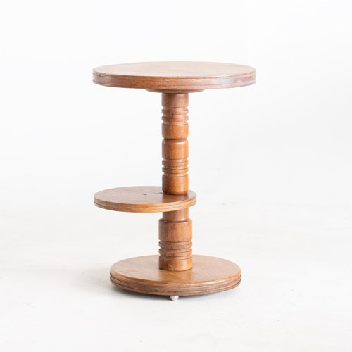 Art Deco Oak Side Table By Louis Prodbon