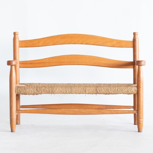 French Beech & Rush Bench