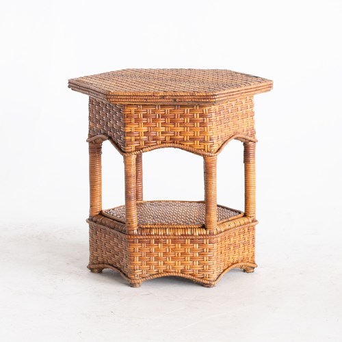 Tiered Rattan Side Table