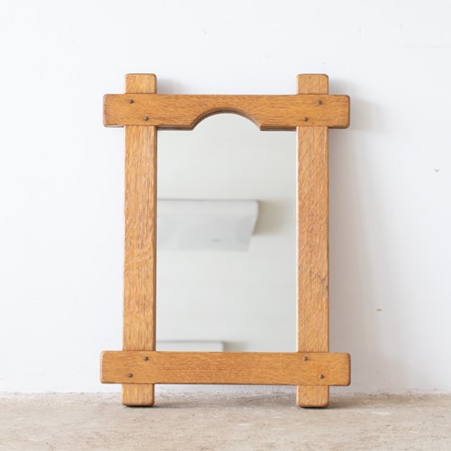 Belgian Brutalist Oak Mirror