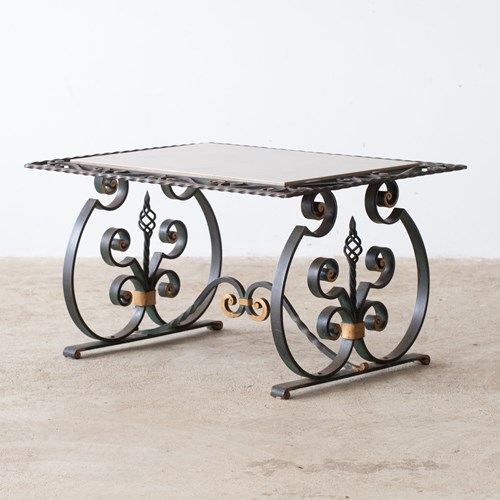 French Marble & Iron Coffee Table