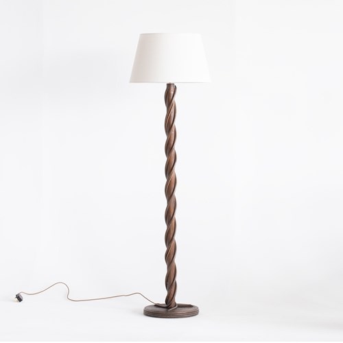 French Rattan Floor Lamp