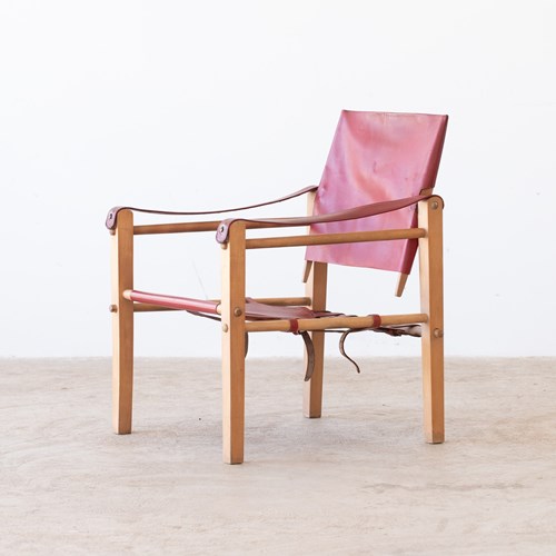 Tunisian Red Leather Safari Chairs
