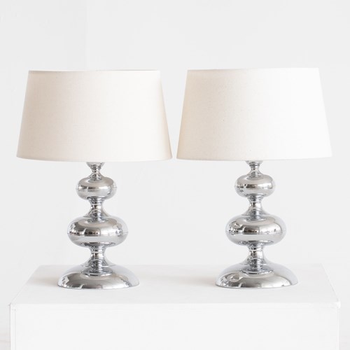 French Chrome Table Lamps