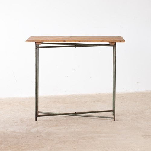 French Pine & Tubular Steel Trestle Tables