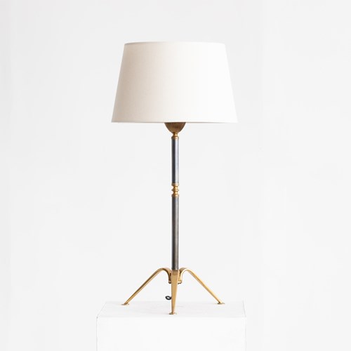 French Brass & Steel Table Lamp