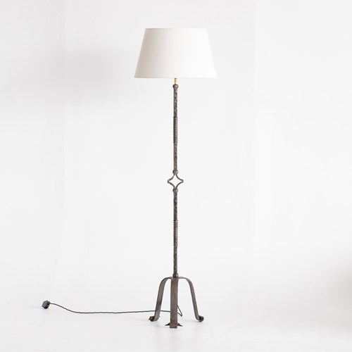 Brutalist Forged Iron Floor Lamp