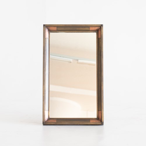 Patinated Brass & Copper Mirror By A. Passot