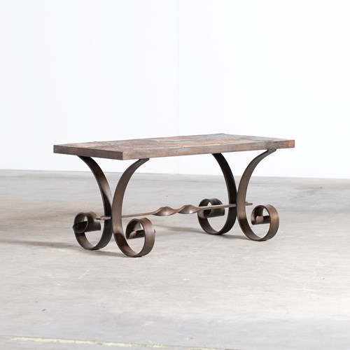 French Slate & Iron Coffee Table