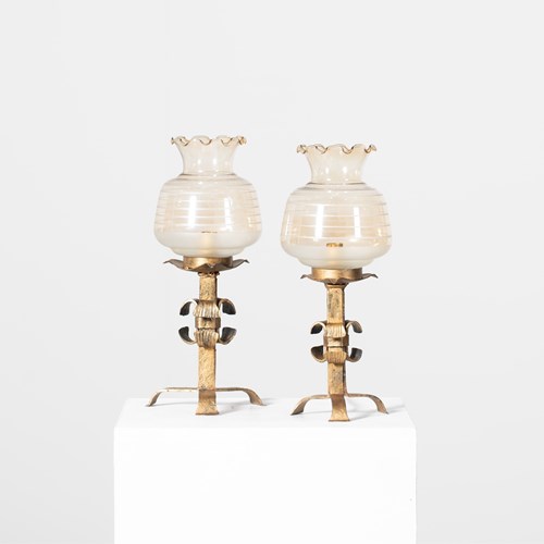Spanish Gilt Iron Table Lamps