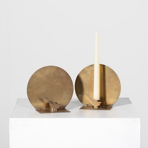 Art Deco Brass Candleholders