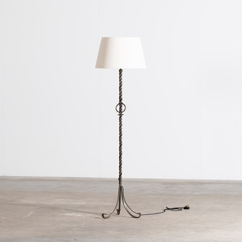 Brutalist Twisted Steel Floor Lamp