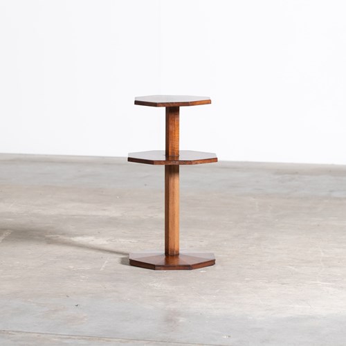 Art Deco Tiered Walnut Side Table