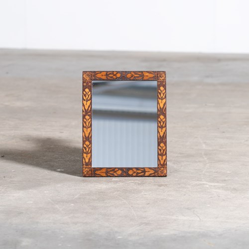 French Pokerwork Mirror