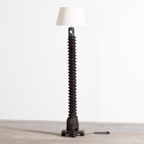 French Oak Screw Floor Lamp