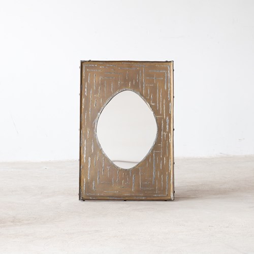 Brutalist Brass Mirror