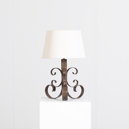 French Scrolled Iron Table Lamp