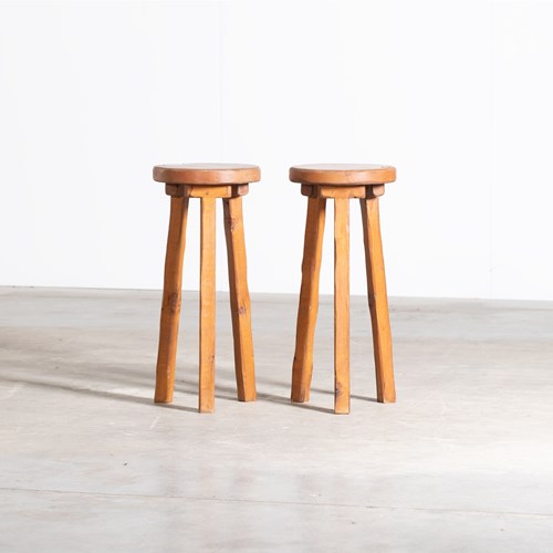 Brutalist Oak Bar Stools