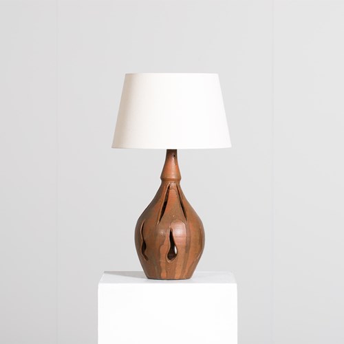 French Glazed Earthenware Table Lamp