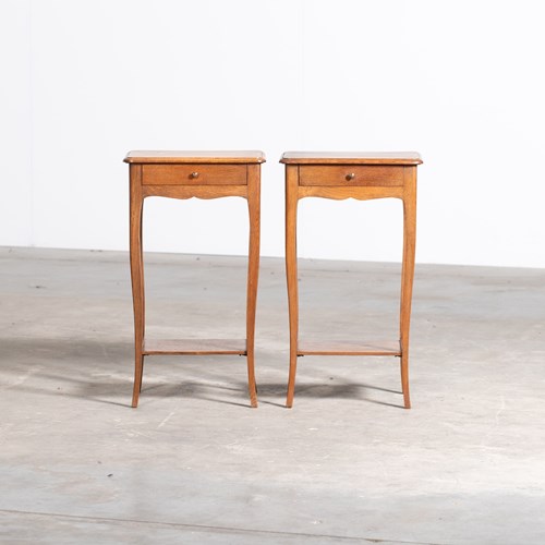French Tiered Oak Bedside Tables