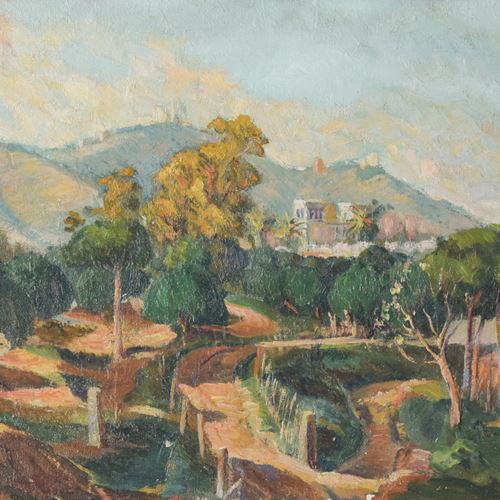 Impressionist Mediterranean Landscape With A View Of A River And Mountains