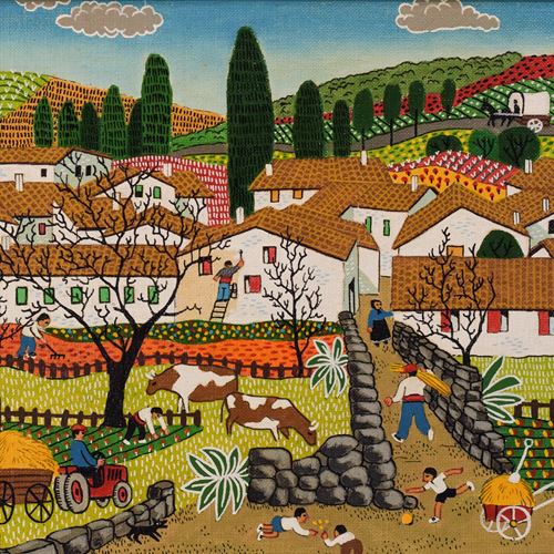 Juan Blancafort - 'Los Arboles Secos' - Naive Village Landscape