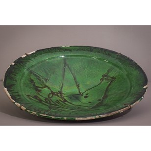 Interesting Early Green Folk Art Pl...